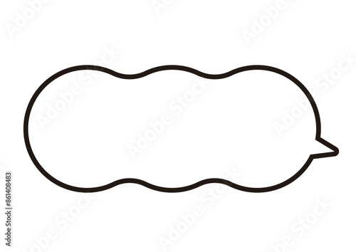 ベクターデータは線幅の太さが変更できる。右向きの横に長くモコモコした形の吹き出し。