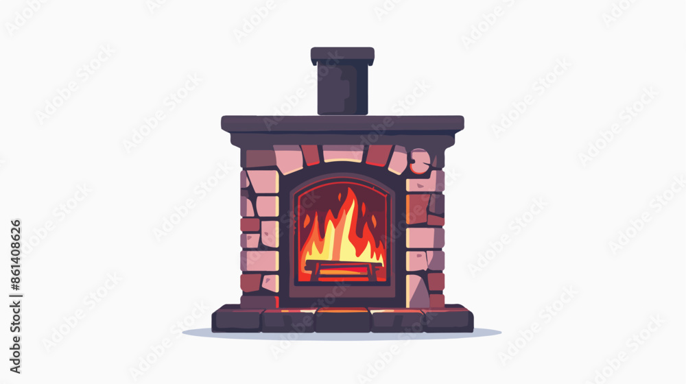 Electric Fireplace With Imitation of Burning Fire.