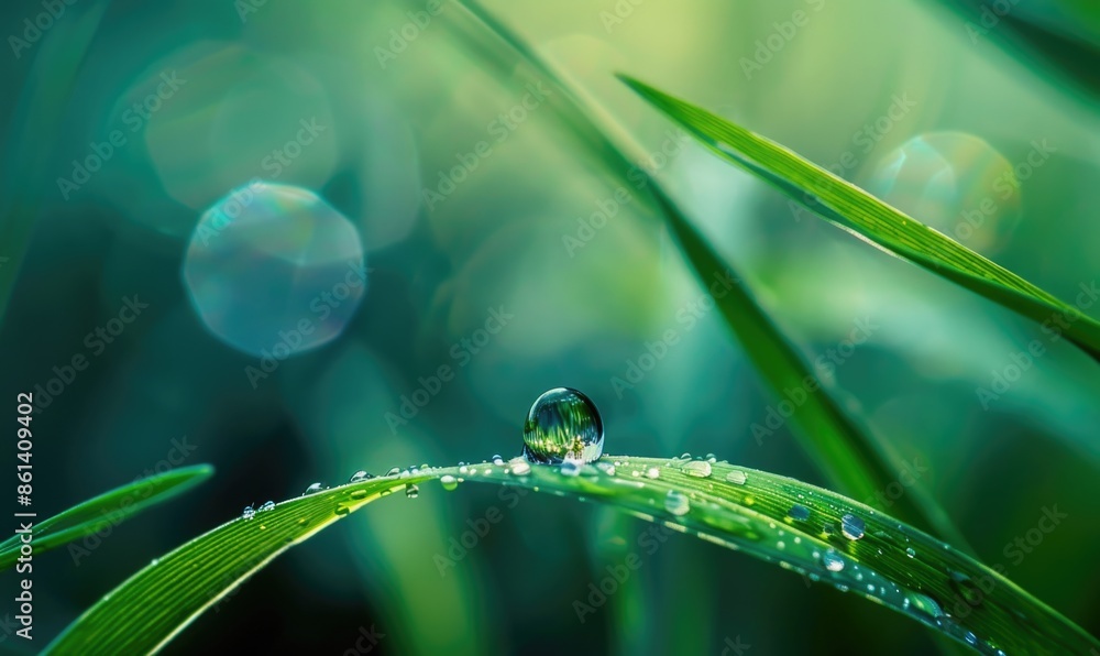 Beautiful water drop on green grass leaf. Beautiful water drop on green grass leaf.
