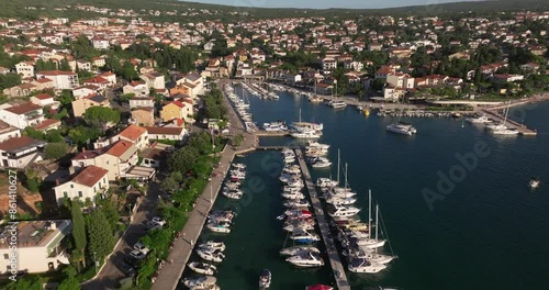 Aerial view of Malinska town on Krk Island, Croatia photo