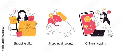 Customer experience and loyalty program - set of business concept illustrations. Visual stories collection