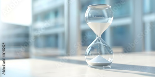 3D hourglass symbolizes modern business timekeeping for appointments schedules and deadlines. Concept Time Management, Business Tools, Modern Technology photo