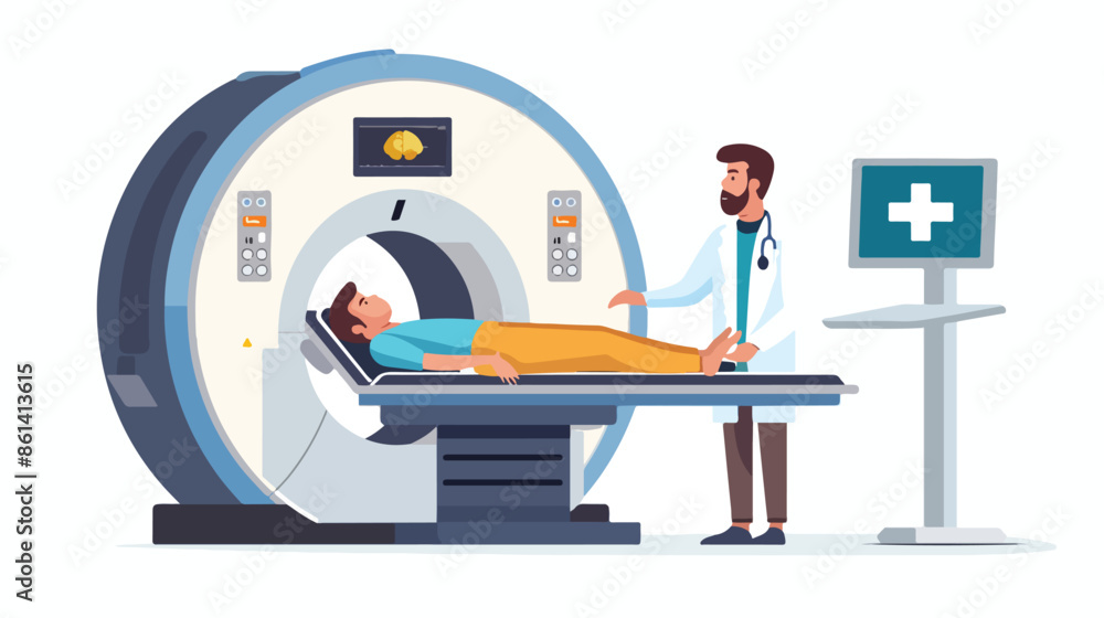 Doctor Looking at Results of Patient Brain Scan Doctor Looking at Results of Patient Brain Scan