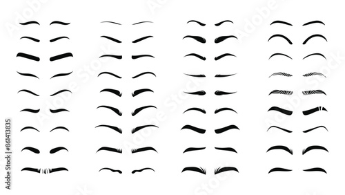 Set of Eyebrows shape by vector, type, fashion, minimal, silhouette brows, brow, editable