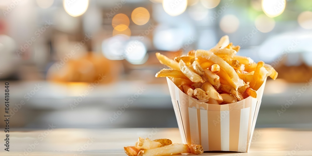 Fast food restaurant with Canadian poutine on menu board in background. Concept Fast Food, Canadian Cuisine, Menu Board, Poutine, Restaurant Background Fast food restaurant with Canadian poutine on menu board in background. Concept Fast Food, Canadian Cuisine, Menu Board, Poutine, Restaurant Background