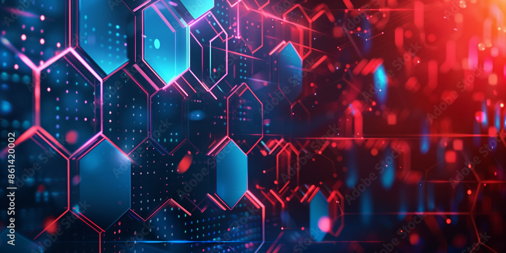 Obraz premium Digital technology background. Abstract hexagons background