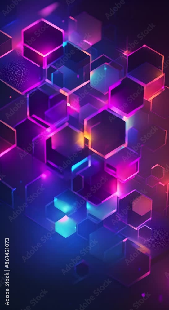 neon glowing with hexagon shape background neon glowing with hexagon shape background