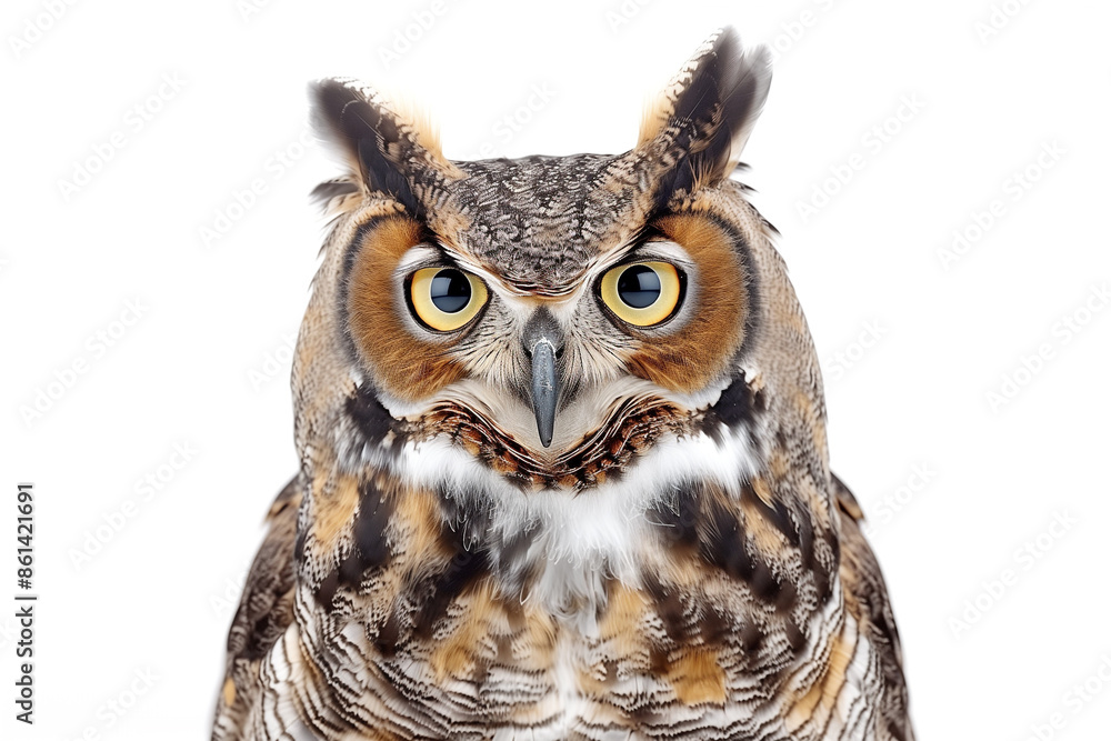 Fototapeta premium Great Horned Owl isolate on white background