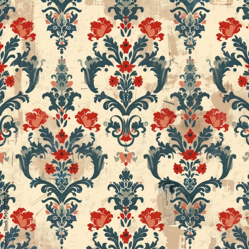 Seamless Vintage Pattern with Elegant Retro Elements