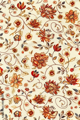 Seamless Vintage Pattern with Elegant Retro Elements photo