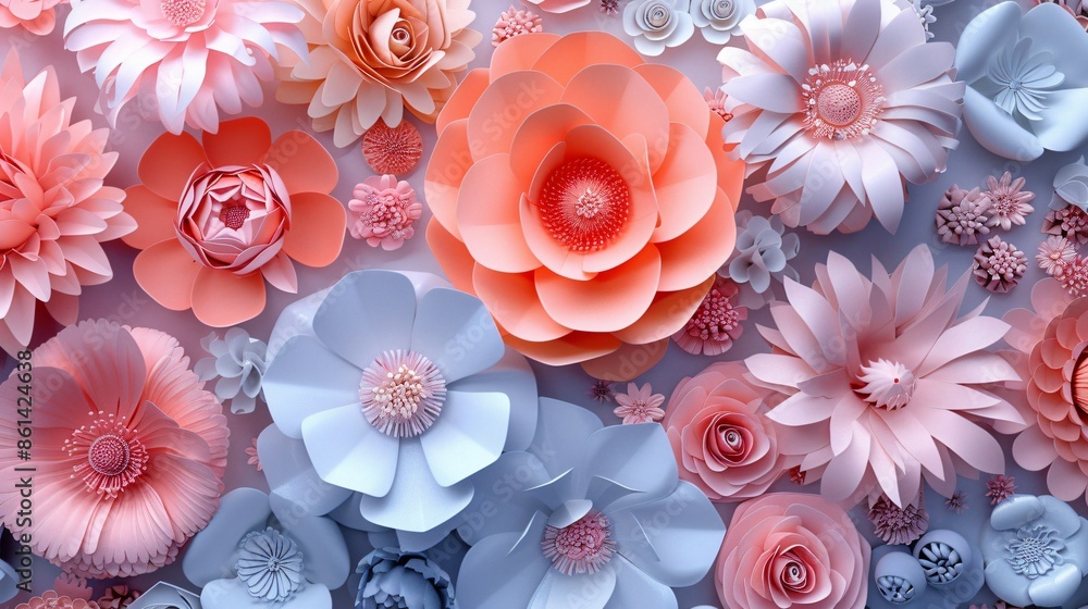 Paper flowers arranged on table Paper flowers arranged on table