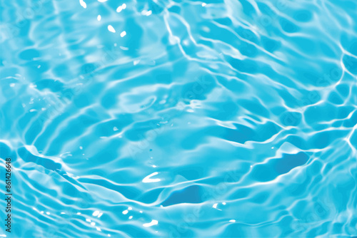 Blue water with ripples on the surface. Defocus blurred transparent blue colored clear calm water surface texture with splashes and bubbles. Water waves with shining pattern texture background.