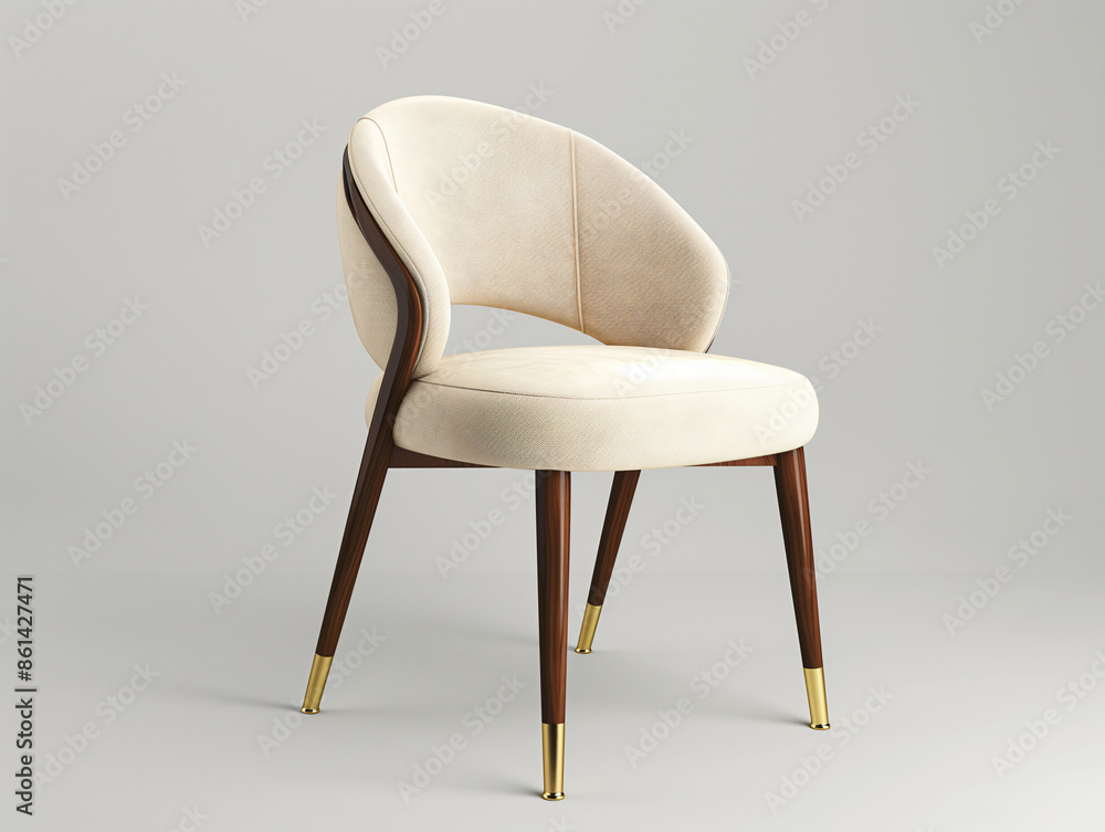 Modern designer chair. Textile, leather, wooden chair Modern designer chair. Textile, leather, wooden chair