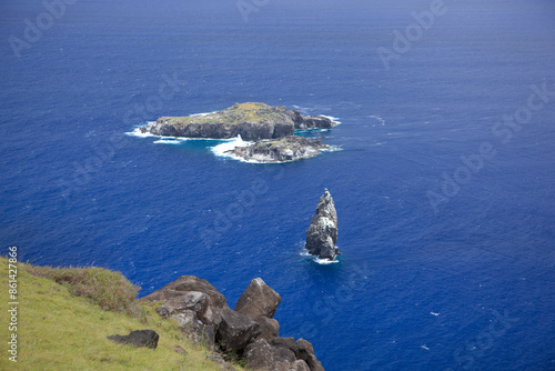 Easter Island landscape on a sunny autumn day