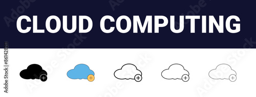 Different style cloud computing icons set collection on white background, cloud services, server, cyber security, Editable, filled, outline, line and stroke style can be used for web, mobile, ui,	
