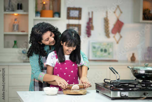 Mother Daughter Cooking Chapati Indian Bread