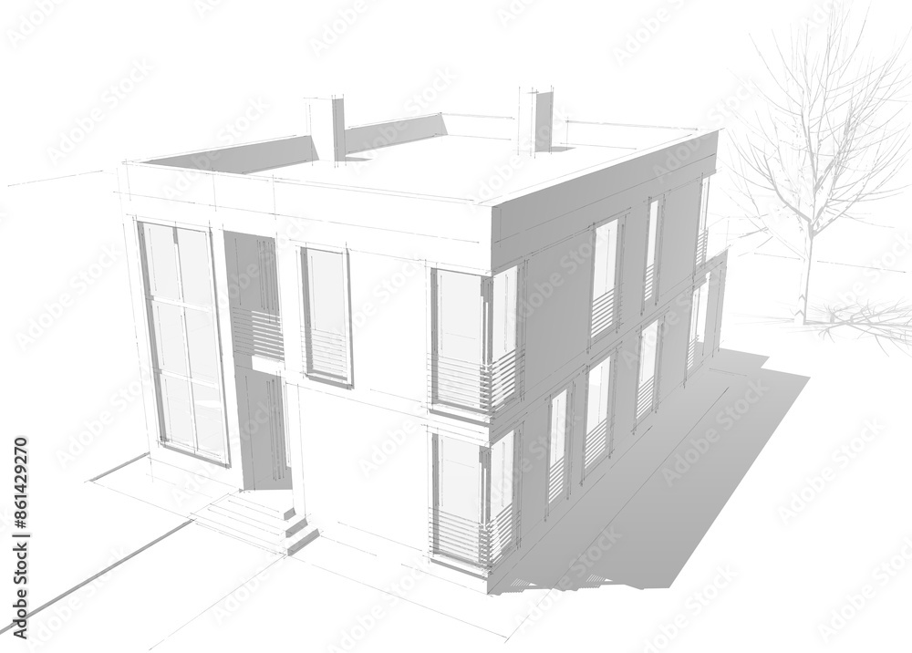 house building sketch architecture 3d illustration house building sketch architecture 3d illustration