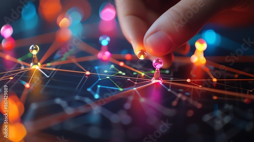 Network Influence A softly lit network map with glowing influential nodes