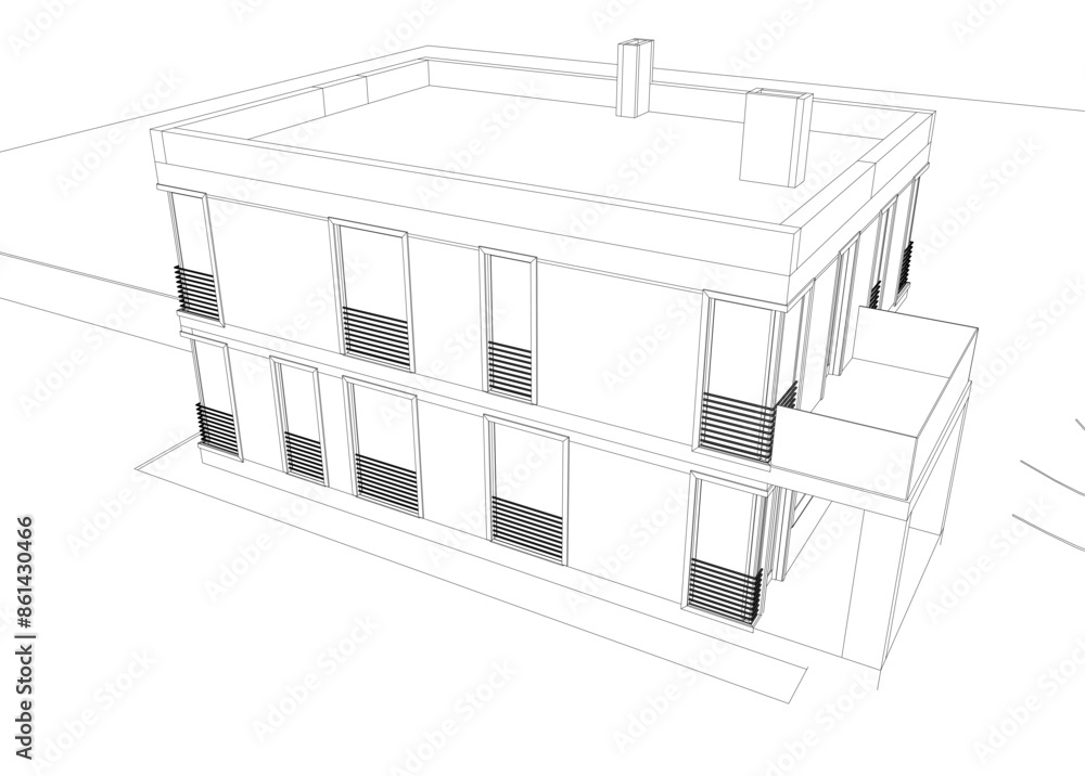 E:house building sketch architectural 3d illustration E:house building sketch architectural 3d illustration