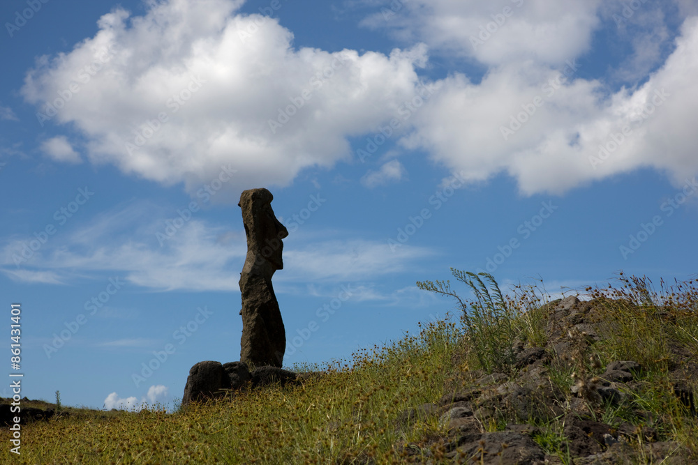 Fototapeta premium Easter Island Moai on a sunny autumn day view on a sunny spring day