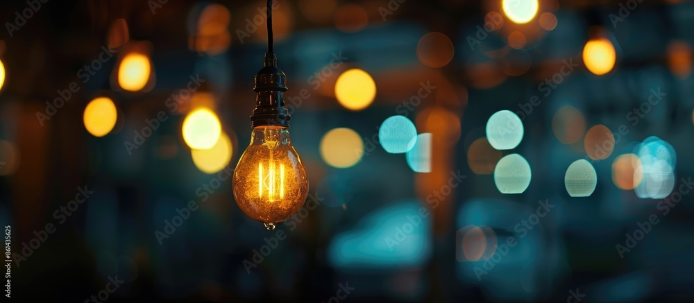An antique lamp glowing in the dark, suspended from the ceiling, with a blurred bokeh background providing a copy space image. An antique lamp glowing in the dark, suspended from the ceiling, with a blurred bokeh background providing a copy space image.