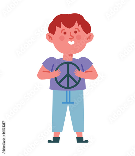 cartoon kids posing with peace sign