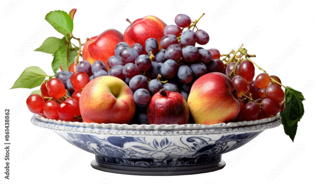 PNG Fruit in a porcelain plate fruit grapes apple. PNG Fruit in a porcelain plate fruit grapes apple.
