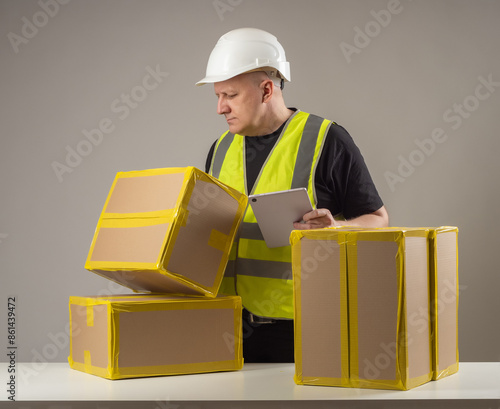 Man with boxes for delivery...