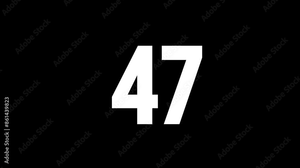 Fiery number 47 with glitch effect and alpha channel, number forty-seven Fiery number 47 with glitch effect and alpha channel, number forty-seven