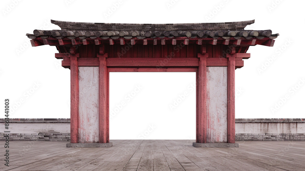 rean traditional temple gate on white background. rean traditional temple gate on white background.