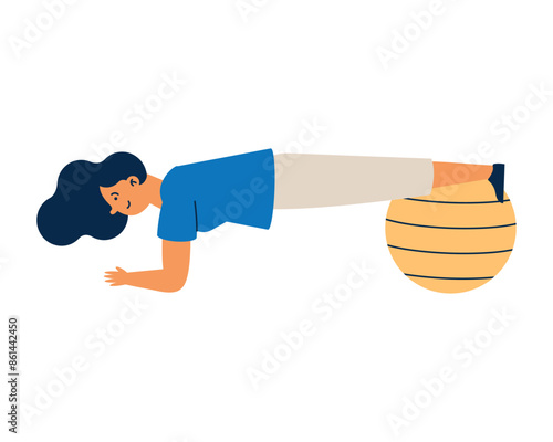 girl in fitness sportswear with ball