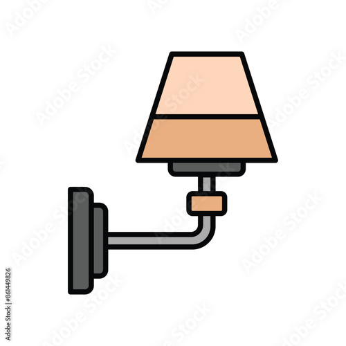 Wall Lamp Icon Vector Simple Design