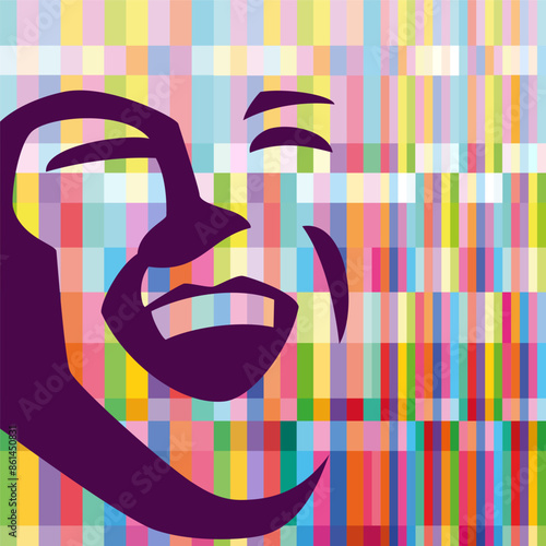 colorful graphic design with happy man face