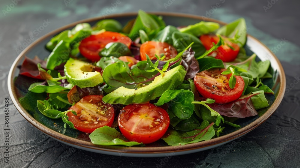 Fresh Mixed Green Salad with Cherry Tomatoes and Avocado Fresh Mixed Green Salad with Cherry Tomatoes and Avocado