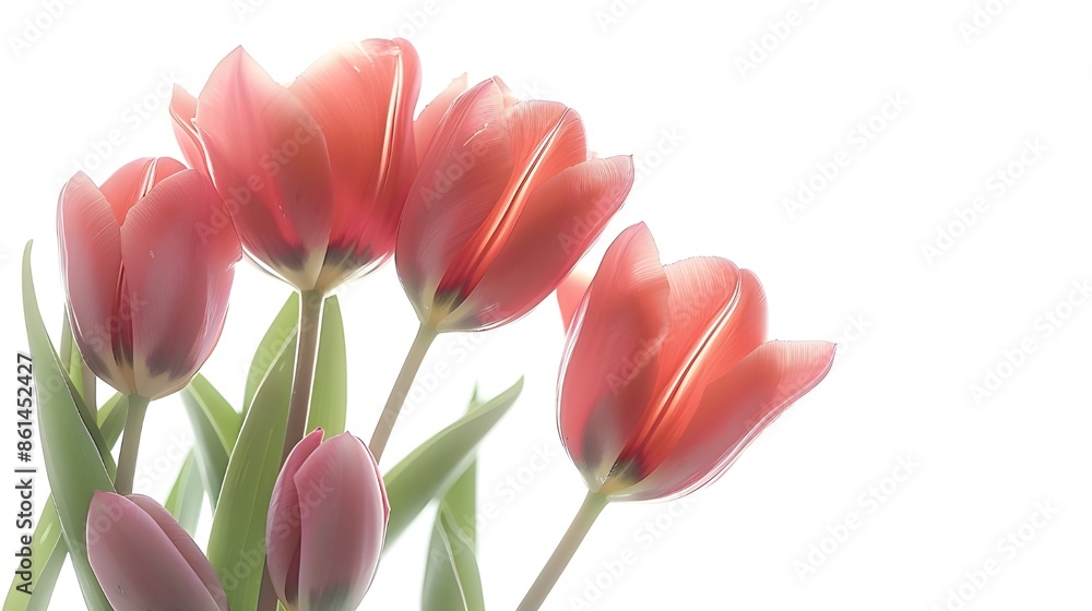 tulipanes isolated on white background. beautiful colorful tulips garden png genrated by AI. tulipanes isolated on white background. beautiful colorful tulips garden png genrated by AI.