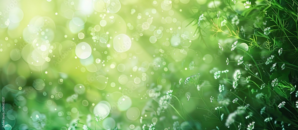 Blurry green nature background with abstract elements and copy space image.