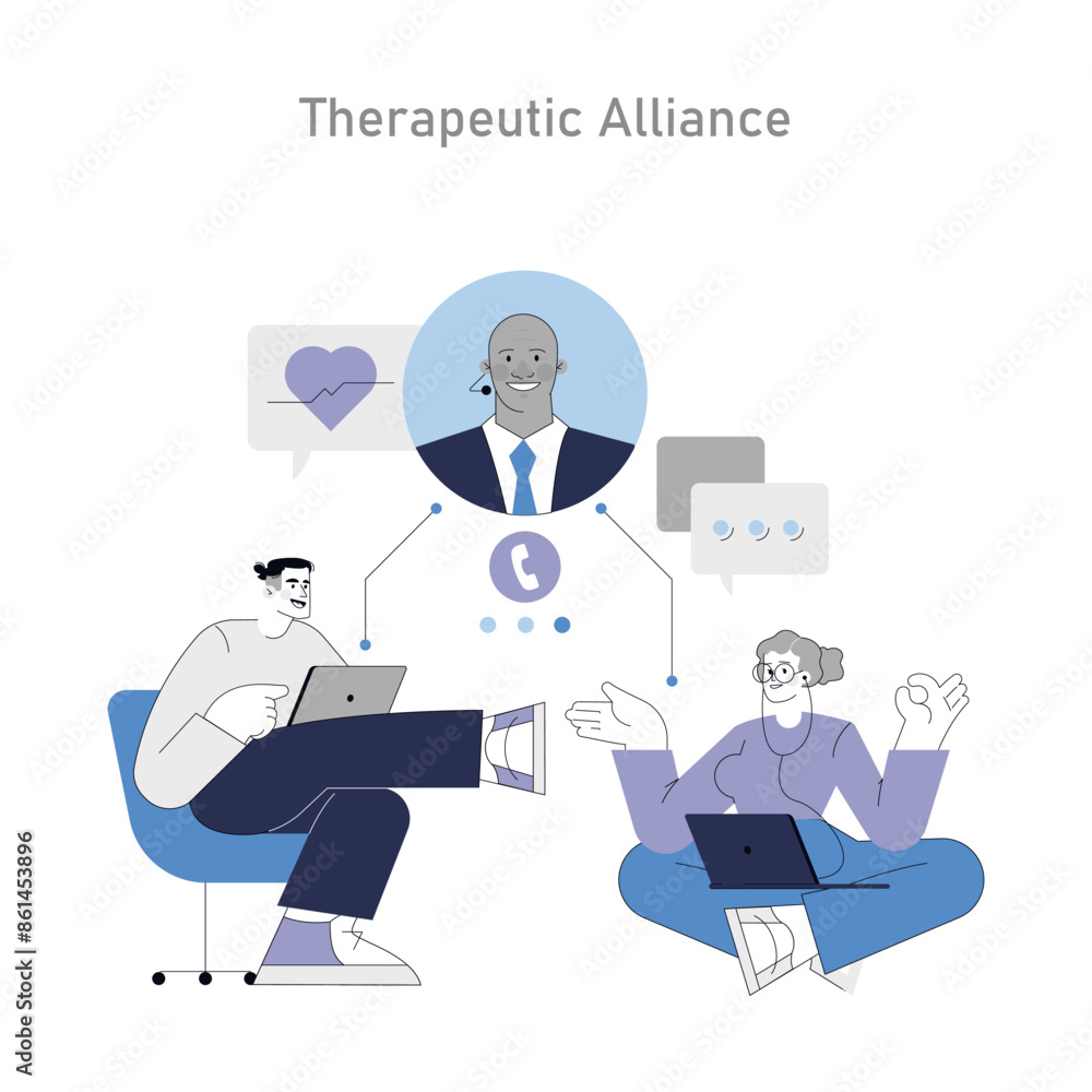 Integrative Psychotherapy. Flat Vector Illustration Integrative Psychotherapy. Flat Vector Illustration