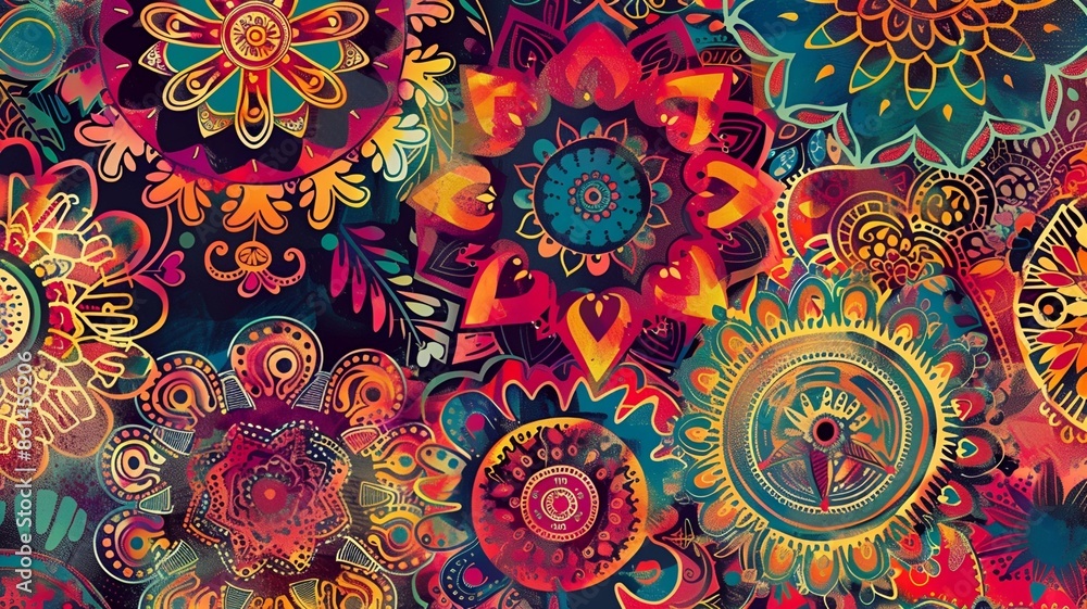 bright color mandala art background with seamless pattern bright color mandala art background with seamless pattern