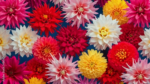Colorful dahlia flowers as a background floral pattern © Kartik