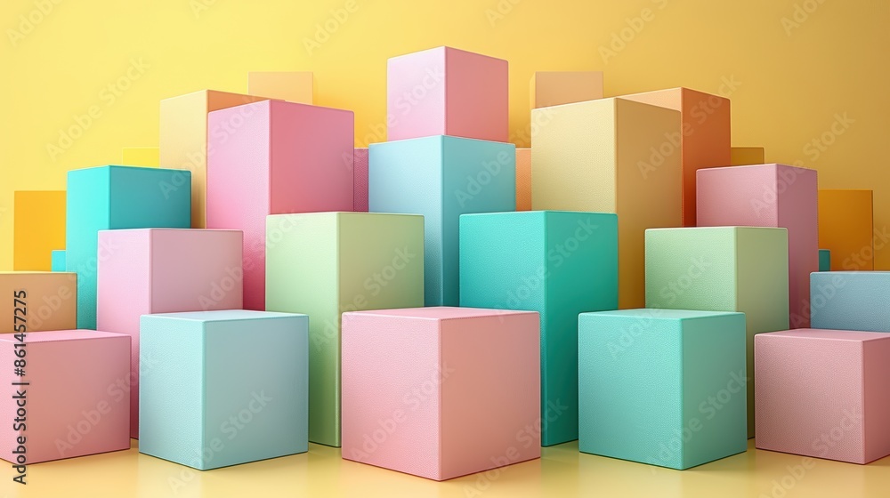 A 3D rendering of a pastel colored podiums. A 3D rendering of a pastel colored podiums.