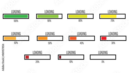 Loading bar concept. Loading icons set.Load bar collection. loading icons on white background.	