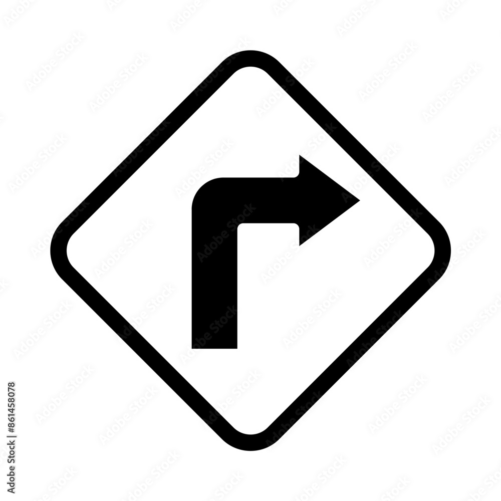 right turn icon, silhouette vector isolated on white background. simple and modern design right turn icon, silhouette vector isolated on white background. simple and modern design