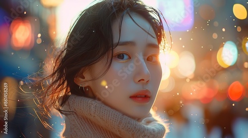 Beautiful elegant korean woman in in vip billboard 