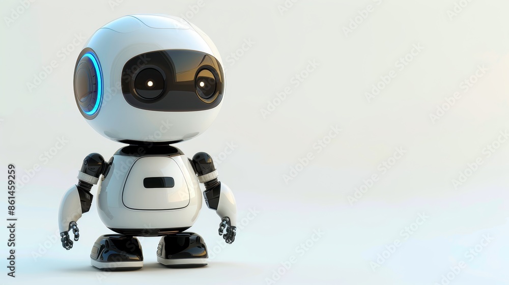 a 3D rendering of a cute and friendly robot. a 3D rendering of a cute and friendly robot.
