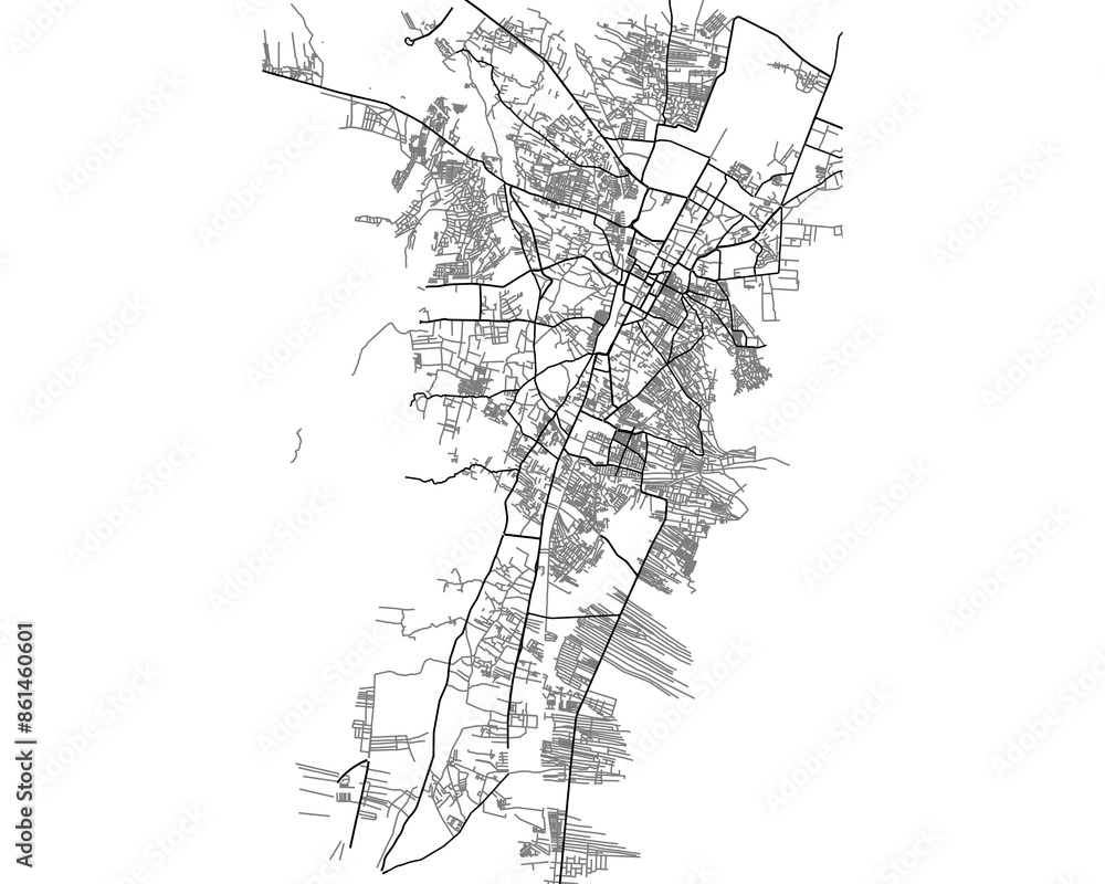 Obraz premium Quetta Vector Map Retro Style Black and White