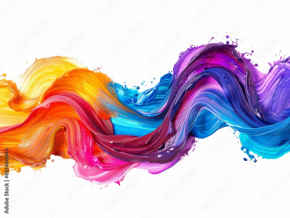 Abstract colorful paint swirls flowing on a white background. Abstract colorful paint swirls flowing on a white background.