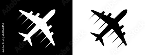 Airplane set vector design. Flight plane icon illustration. Travel, transport concept illustration to use for tourism, summer holiday, business travel, holiday planning design projects. 