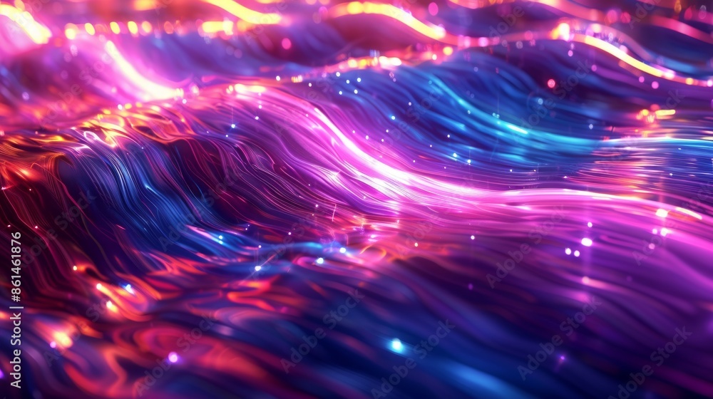 Vibrant Abstract Digital Waves with Neon Colors Vibrant Abstract Digital Waves with Neon Colors