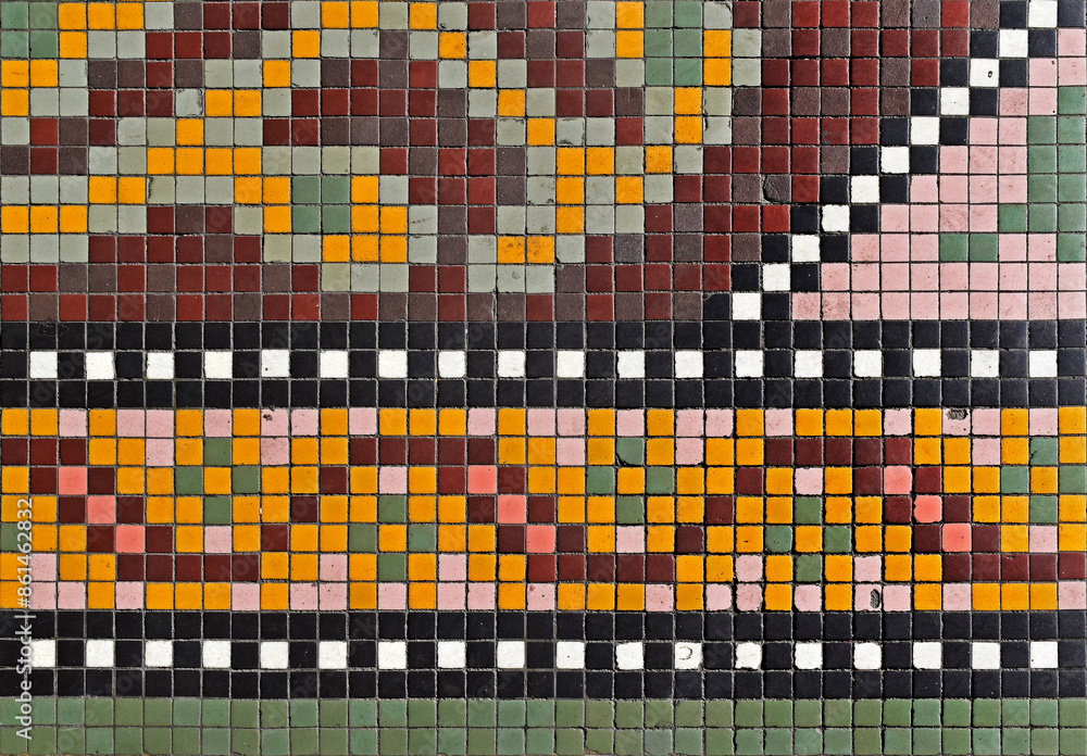 Fototapeta premium Ancient hydraulic tiles on floor (detail) in Rio de Janeiro