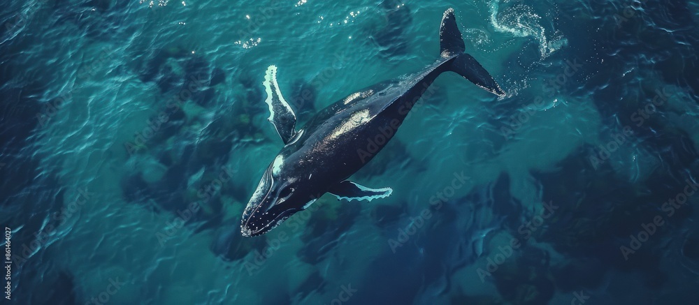 Fototapeta premium Humpback Whale Swimming in the Ocean